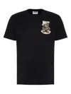 Moschino Teddy Logo Print Crewneck T-shirt In Black
