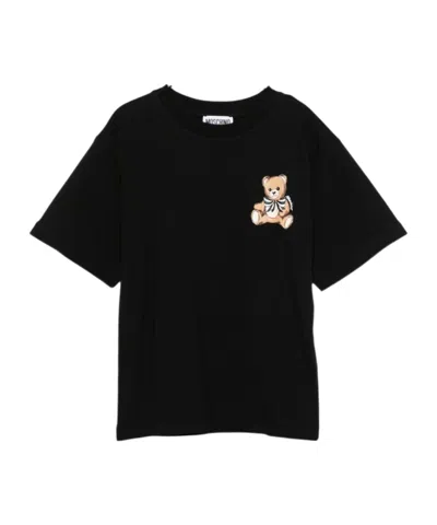 Moschino Kids' Bear-print T-shirt In Black