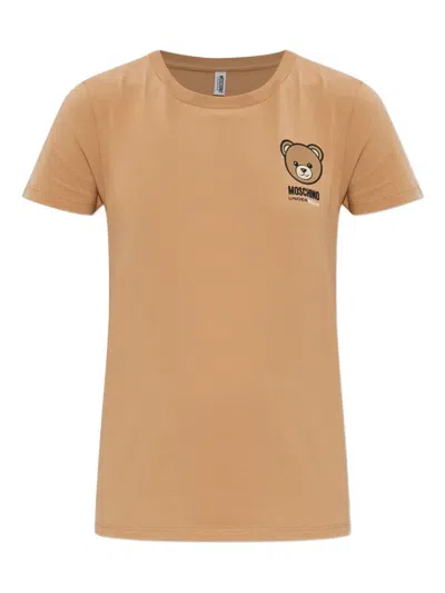 Moschino Bear-print T-shirt In Nude