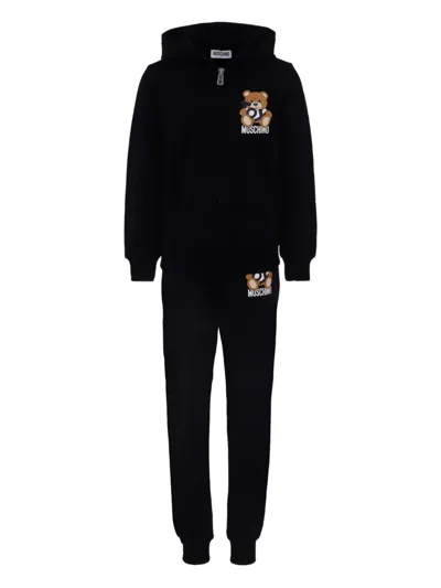 Moschino Kids' Bear-print Tracksuit Set In Black