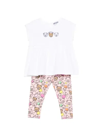 Moschino Babies' Bear-print Trousers Set In Multi