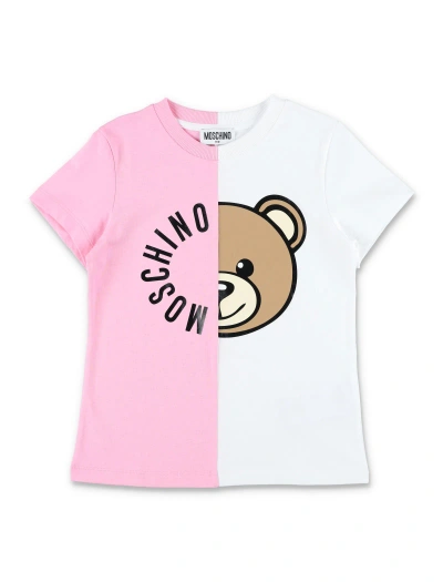 Moschino Kids' Teddy Bear Cotton T-shirt In Swet Pink