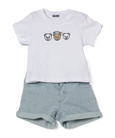 Moschino Babies' Bear-print Shorts Set In White