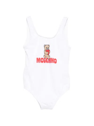 Moschino Babies' Bear-print Swimsuit In White
