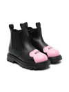 Moschino Leather Boots In Black