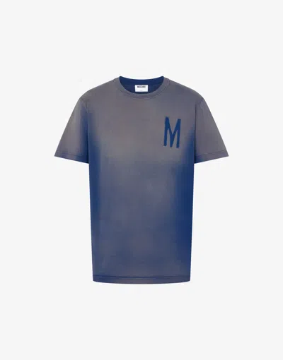 Bedrucktes T-shirt Aus Bio-baumwolljersey In Blue from MOSCHINO