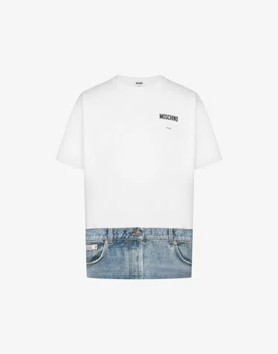 Bedrucktes T-shirt Aus Bio-baumwolljersey In White from MOSCHINO
