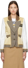 Moschino Beige & White Paneled Blazer In A4092 F Brown