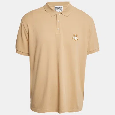 Pre-owned Moschino Beige Bear Patch Cotton Polo T-shirt 3xl