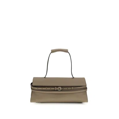 Moschino Beige Calf Leather Bos Taurus Handbag In Brown