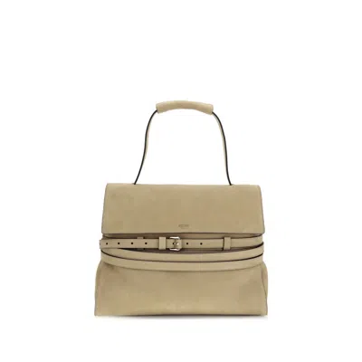 Moschino Logo Embossed Buckle Strap Shoulder Bag In Brown