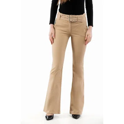 Moschino Beige Cotton Flared Pants In Nude
