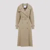 Moschino Cotton Blend Gabardine Long Trench Coat In Beige