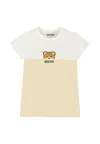Moschino Beige Dress For Baby Girl With Teddy Bear In Neutral