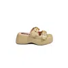 Moschino Beige Leather Platform Buckles Sandals