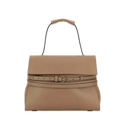 Moschino Beige Nappa Leather Shoulder Bag Ecru Borse A Tracolla In Brown