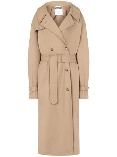 MOSCHINO BEIGE NOTCHED LAPELS TRENCH COATS