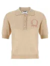 Moschino Knitwear Polo Collar Short Sleeves Ribbed Hem In Neutral