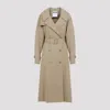 Moschino Cotton Blend Gabardine Long Trench Coat In Beige