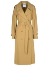 Moschino Beige Polyester Blend Coat In Brown