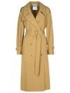 Moschino Beige Polyester Blend Coat In Cream