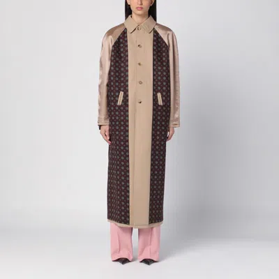 MOSCHINO MOSCHINO BEIGE REVERSIBLE TRENCH COAT IN GABARDINE AND SATIN