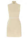 Moschino Structured Sleeveless Dress Belted At Waist In Neutral