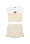 Moschino Beige Suit For Babykids With Teddy Bear In Neutral