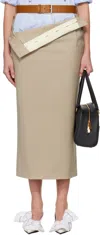Moschino Beige Tailored Twist Midi Skirt In 0020 Beige