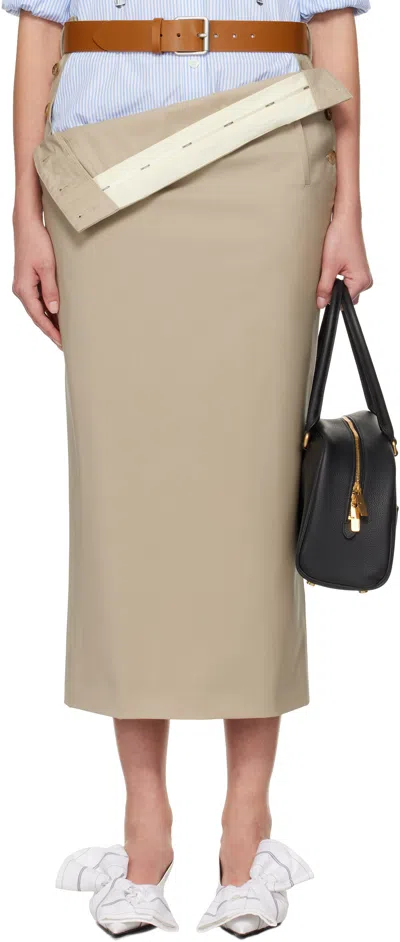 Moschino Beige Tailored Twist Midi Skirt In 0020 Beige
