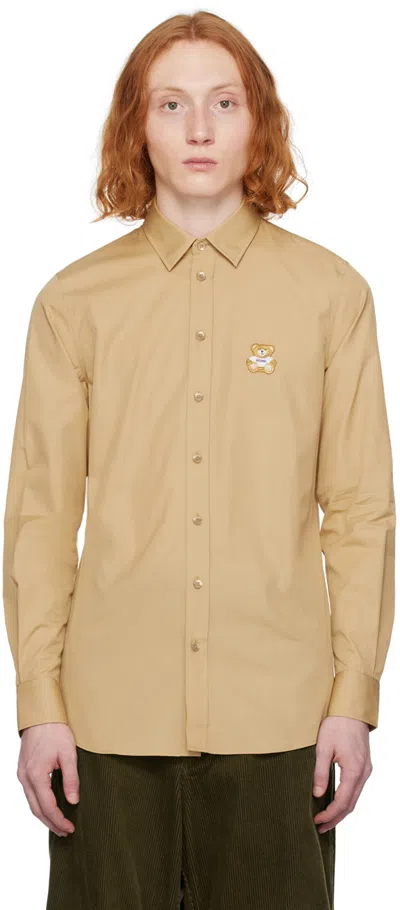 Moschino Beige Teddy Patch Shirt In A1148 Fantasy Print
