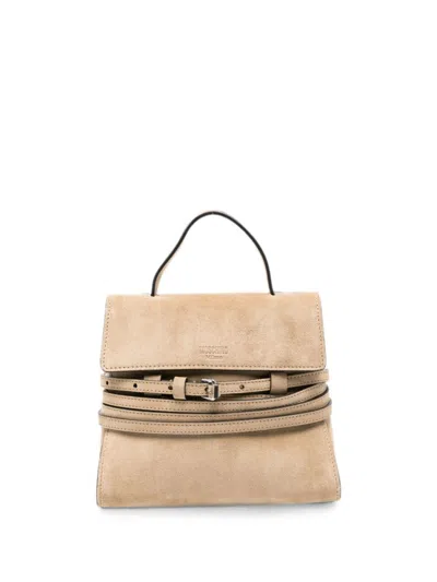 Moschino Beige Tie Me Mini Satchel In Neutral