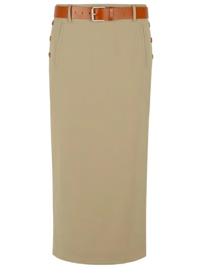 Moschino Beige Virgin Wool Skirt In Brown