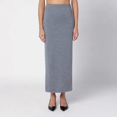 MOSCHINO BEIGE/GREY WOOL LONG SKIRT
