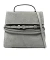 Moschino Belt-details Suede Tote Bag In Gray