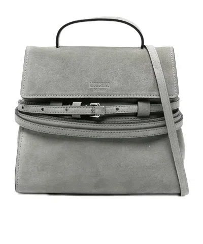 MOSCHINO BELT-DETAILS SUEDE TOTE BAG