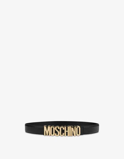 Moschino Belt In Leather With Logo In Black