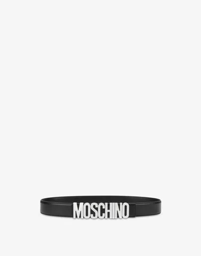 Moschino Belt In Leather With Logo In Black