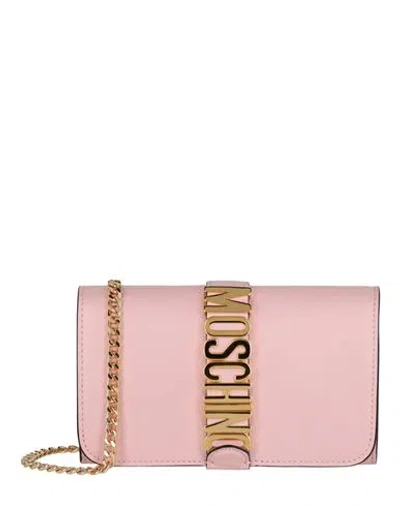 Moschino Belt Logo Crossbody Bag Woman Cross-body Bag Pink Size - Calfskin
