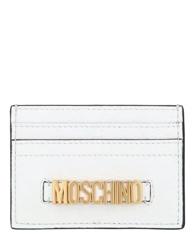 Moschino Belt Logo Leather Card Holder In White