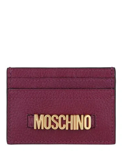 Moschino Belt Logo Leather Card Holder Woman Document Holder Purple Size - Leather