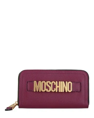 Moschino Belt Logo Lettering Wallet Woman Wallet Purple Size - Leather