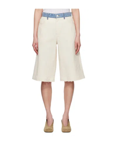 Moschino Belt Loop Denim Shorts In White