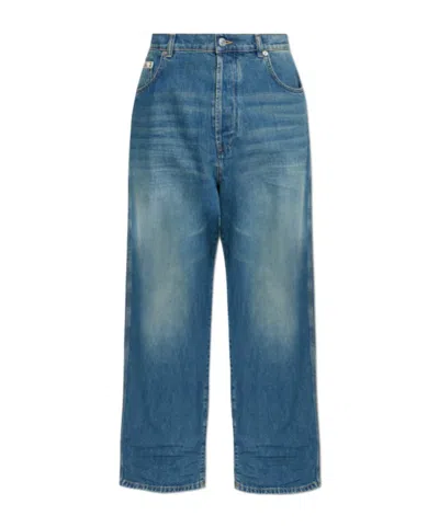 Moschino Belt Loop Denim Trousers In Blue