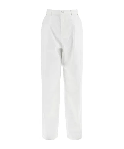 Moschino Belt Loop Wide-leg Casual Pants In White