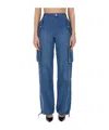 Moschino Wide Leg Cargo Trousers With Drawstring Hem In Blue