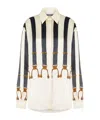Moschino Shirt In Satin Suspenders Print In White