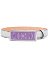 Moschino Belt With Enameled Buckle In Metallic