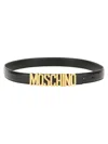 Moschino Adjustable Logo Embossed Belt In Black