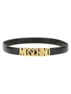 Moschino Adjustable Logo Embossed Belt In Black